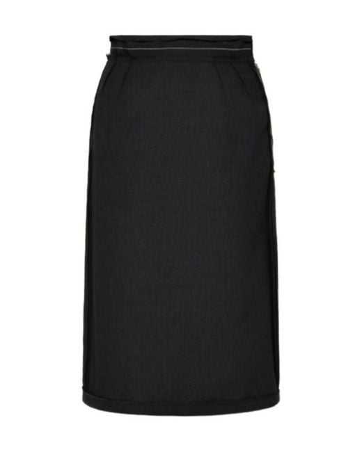 Maison Margiela Black Raw-Edge Midi Skirt