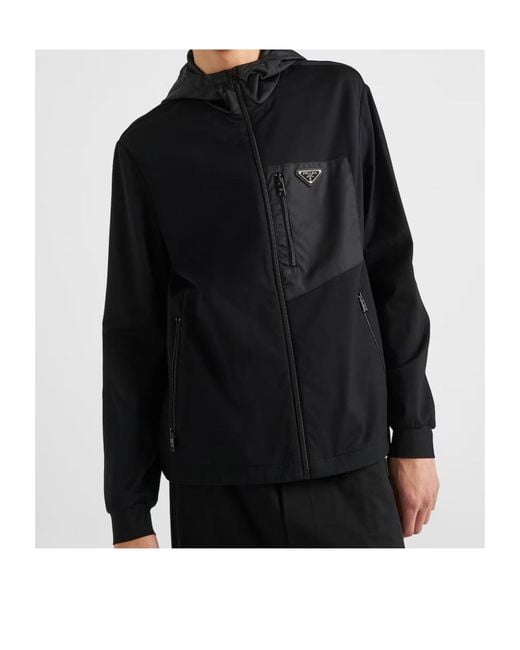 Prada Blue Technical Cotton And Re-Nylon Cardigan for men