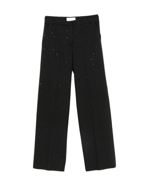 ERMANNO FIRENZE Black Striped-Detail Casual Trousers