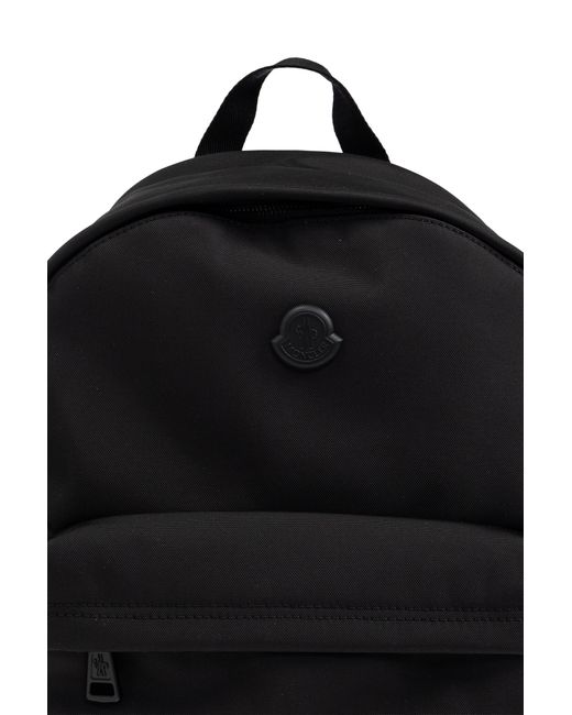 Moncler Black Logo Patch Zipped Backpack for men
