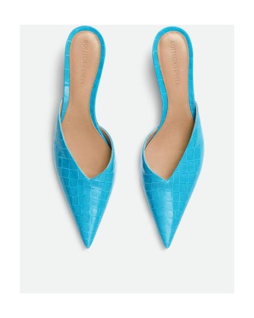 Bottega Veneta Blue Punta Mules
