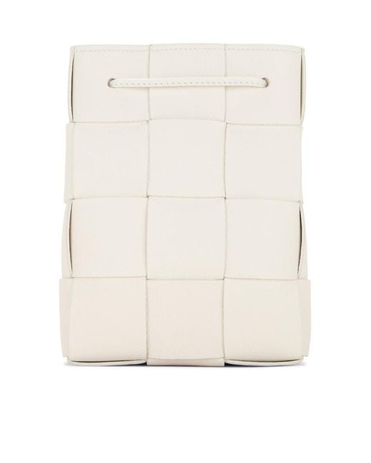 Bottega Veneta White Intreccio Strapped Bucket Bag