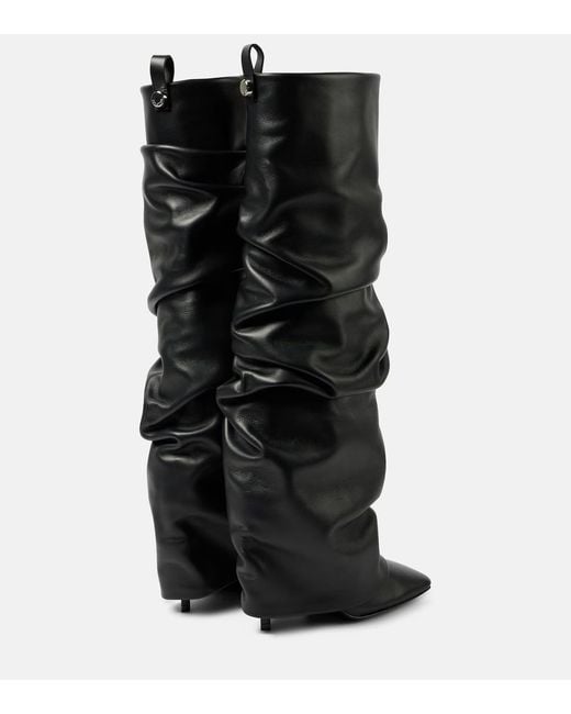 The Attico Black Rea Leather Knee-High Boots
