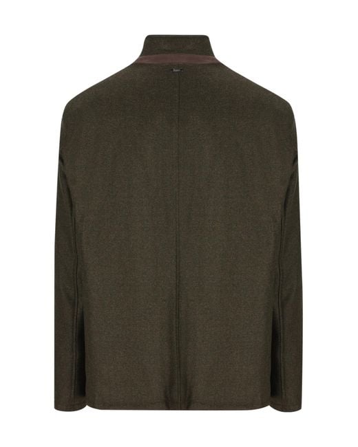 Herno Green Stand-Up Collar Button Casual Jacket for men