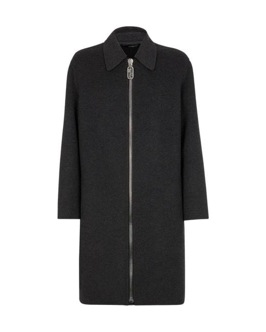 Fendi Black Straight Cut Single Breasted Coat for men