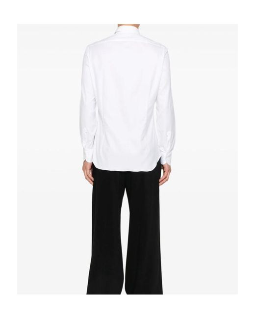 Mazzarelli White Lapel Long Sleeve Shirt for men