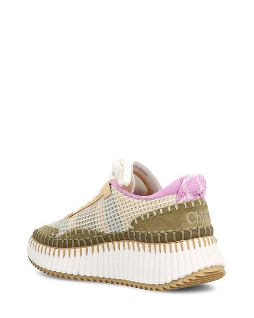 Chloé Natural Chloé Nama Lace-Up Sneakers