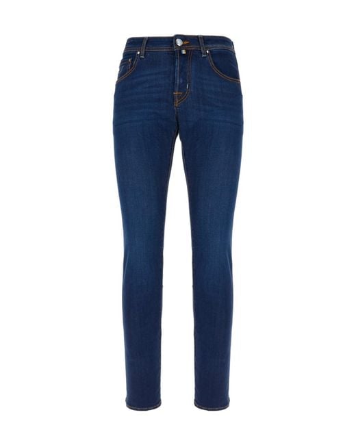 Jacob Cohen Blue Logo-Patch Jeans for men