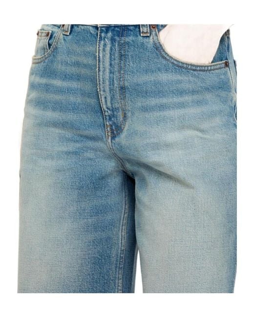 Chloé Blue Versatile High-Rise Frayed Denim Bermuda Shorts