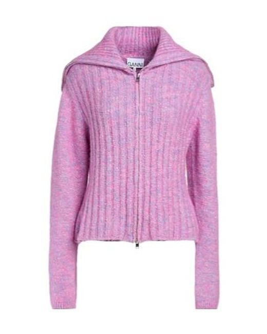 Ganni Purple Knit Cardigan
