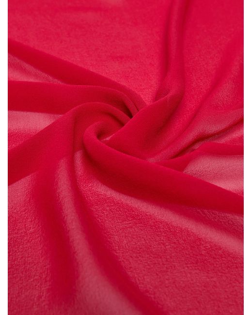 Max Mara Red Sheer Silk Georgette Scarf