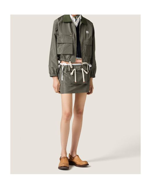 Miu Miu Green Technical Fabric Miniskirt