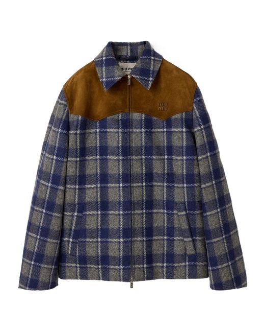Miu Miu Blue Wool Check Jacket