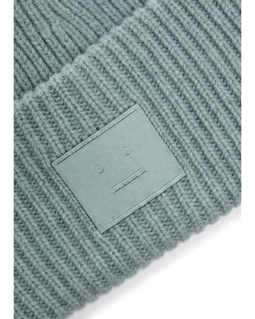 Acne Blue Pana Face Wool-Blend Beanie