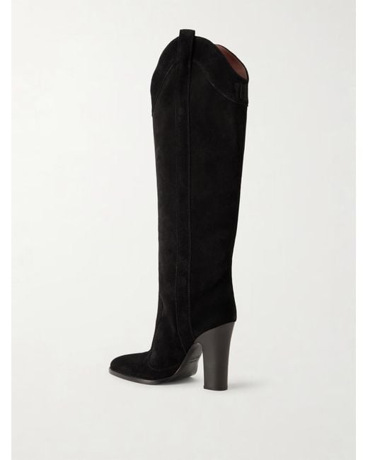 Paris Texas Black Solid Color Suede Knee Boots
