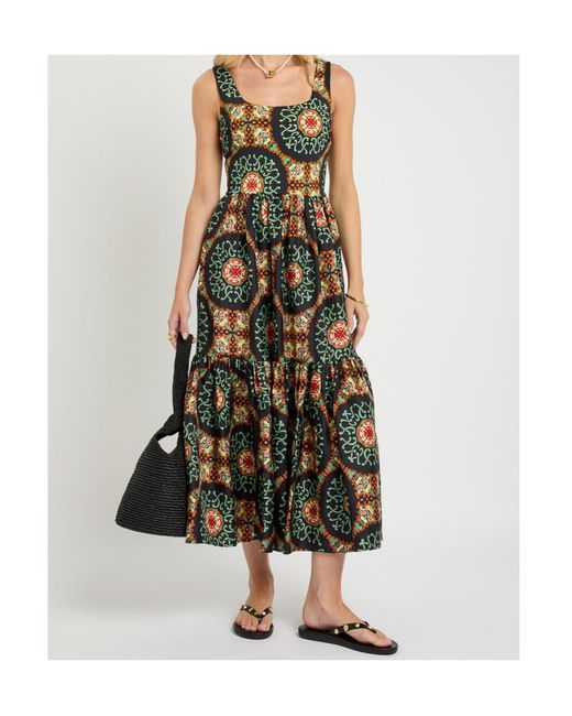 LaDoubleJ White Printed Satin Twill Midi Dress