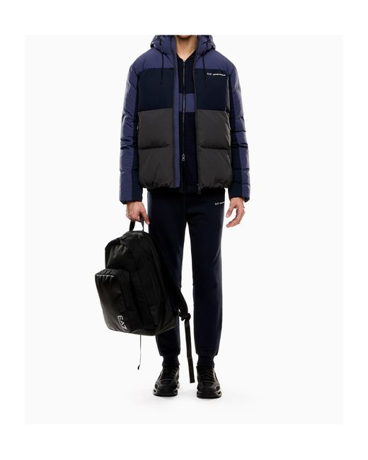 EA7 Blue Athletic Colour Block Jacket for men