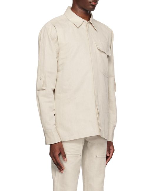Helmut Lang White Cotton-Linen Twill Shirt for men