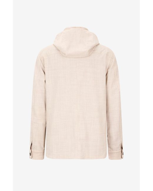 Moorer Natural Wool Hooded Short Jacket for men