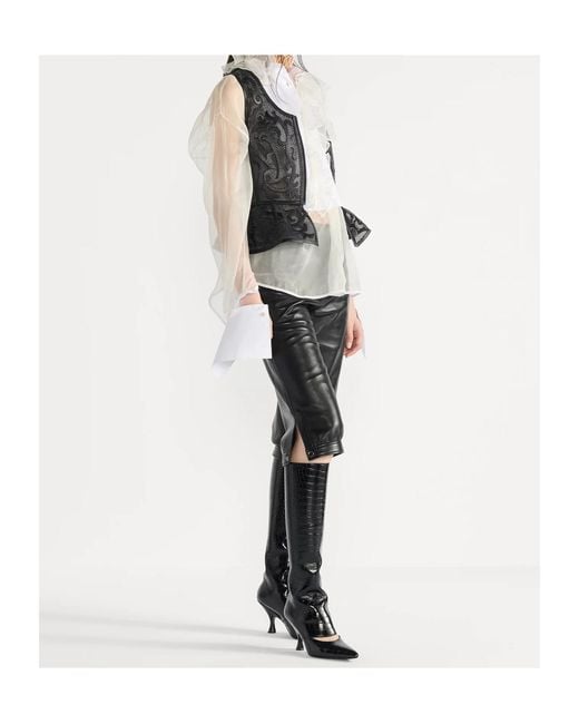 Dior White Transparent Blouse With Plastron And Removable Ruched Collar