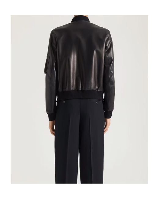 Givenchy Black Leather Bomber Jacket for men