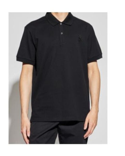 McQueen Black Rose Embellished Polo Shirt for men