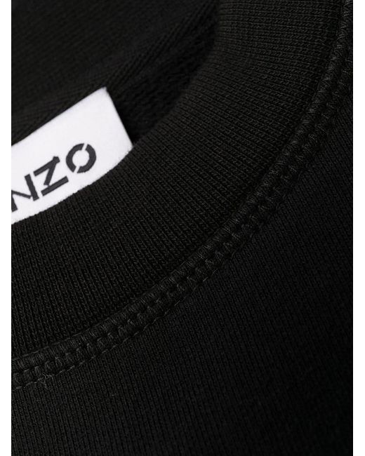 KENZO Black Embroidered-Logo Sweatshirt Dress