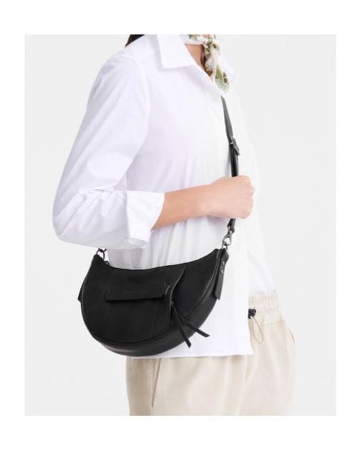 Longchamp Black Crescent-Shaped Zipped Shoulder Bag