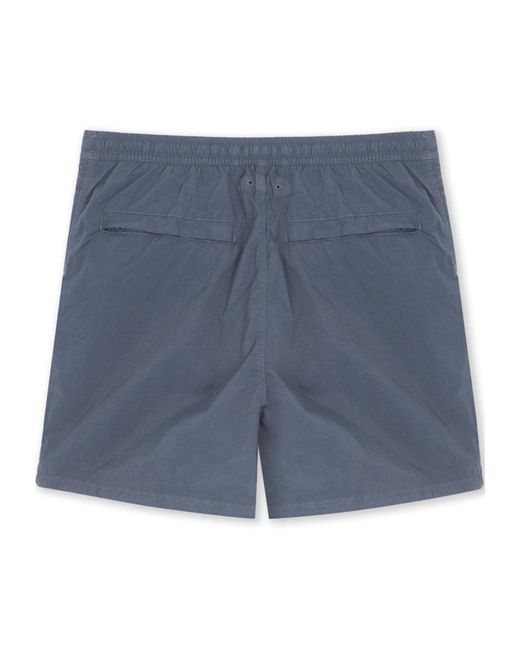 Stone Island Blue Logo-Patch Drawstring Track Shorts for men