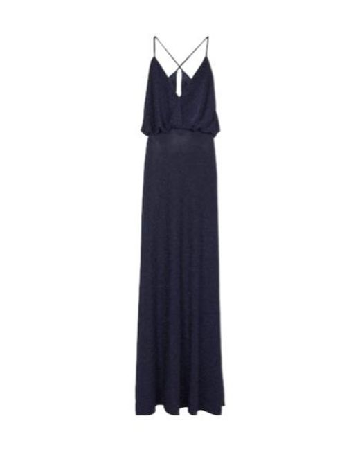 Monique Lhuillier Blue Plunge-Neck Gown