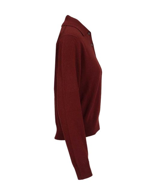 Maison Margiela Red Knitted Polo Top
