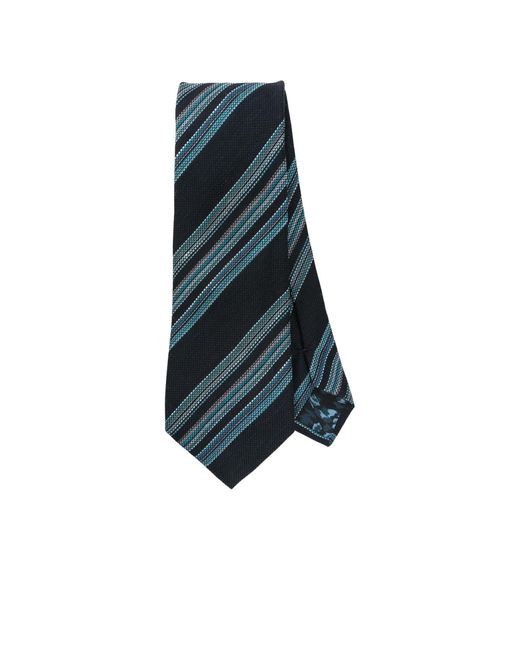 Paul Smith Blue Block-Stripe Tie for men