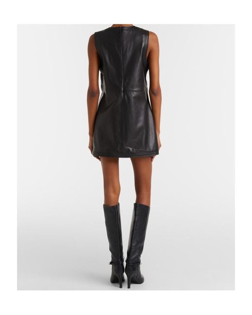 FRAME Black Leather Shirt Dress
