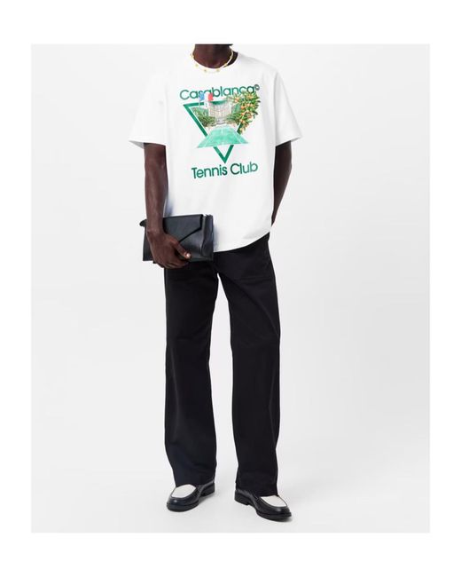 Casablanca White Logo Crew Neck T-Shirt for men