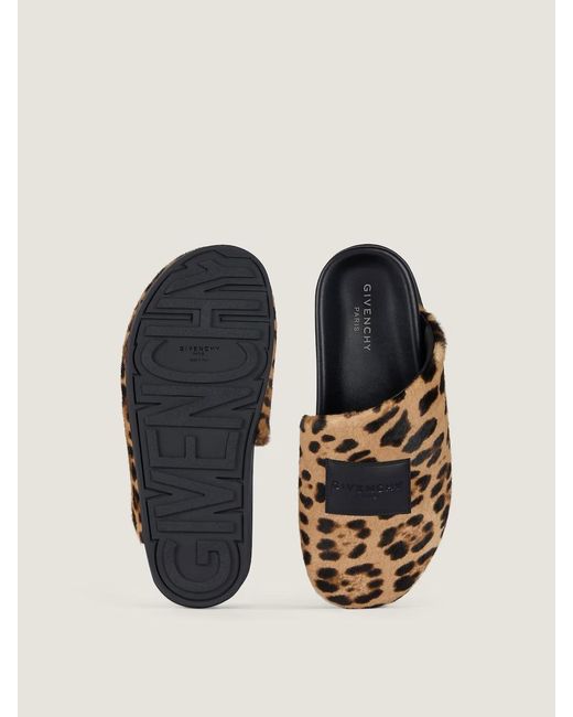 Givenchy Brown Leopard Printed Label Flat Mules