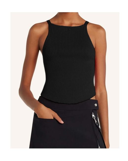 Courreges Black Sleeveless Tops