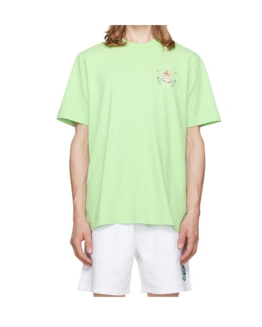 Casablanca Green Short-Sleeved Crewneck T-Shirt for men