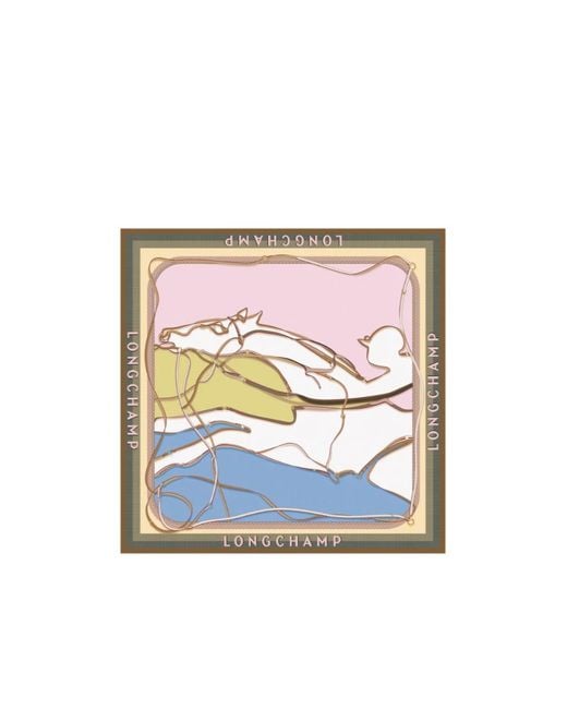 Longchamp Blue A Toute Allure Silk Scarf 90