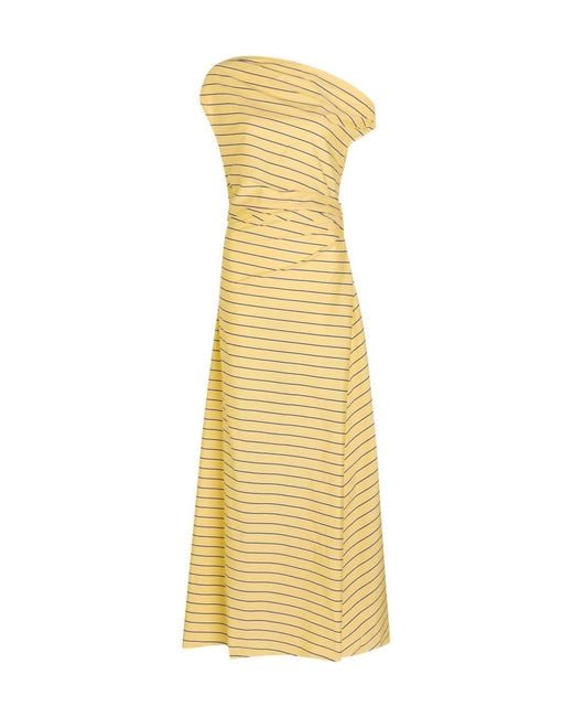 Staud Metallic Stripe Off-The-Shoulder Dress