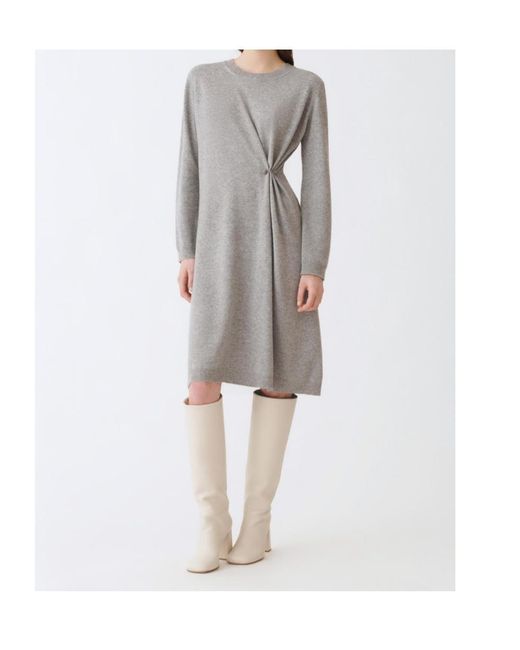 Fabiana Filippi Gray Metal Detail Wool Dress
