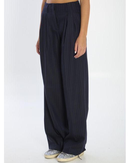 Golden Goose Deluxe Brand Blue Wide-Leg Striped Pants