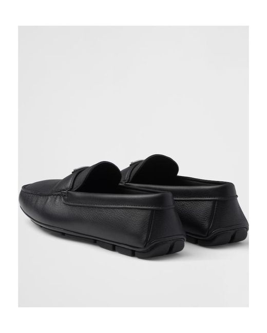 Prada Black Leather Driving Shoes for men