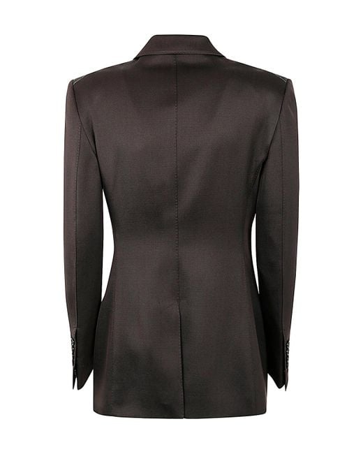 Tom Ford Black Double Breasted Satin Blazer