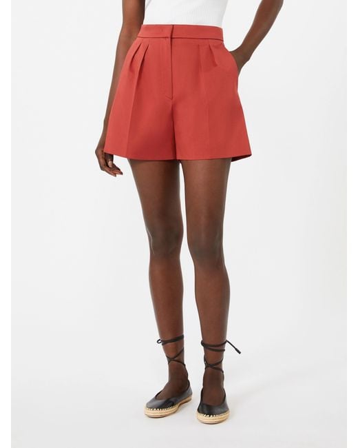 Max Mara Red Tabacco Pleated Shorts