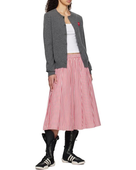 COMME DES GARÇONS PLAY Gray Comme Des Garçons Play Logo Patch Button-Up Cardigan for men