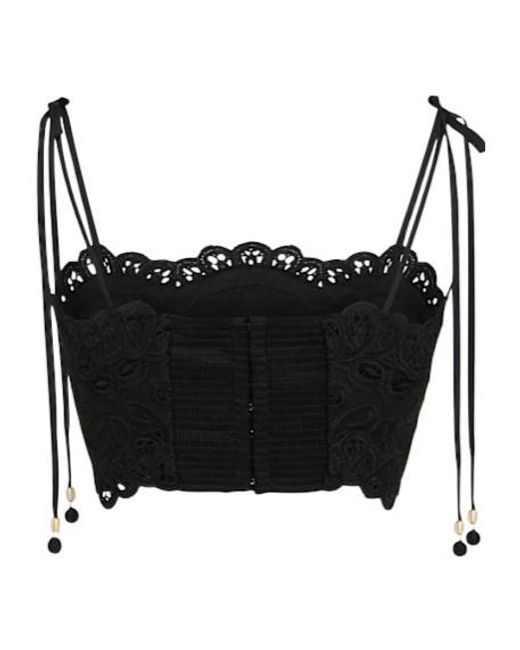 Zimmermann Black Rhiannon Embroidered Top
