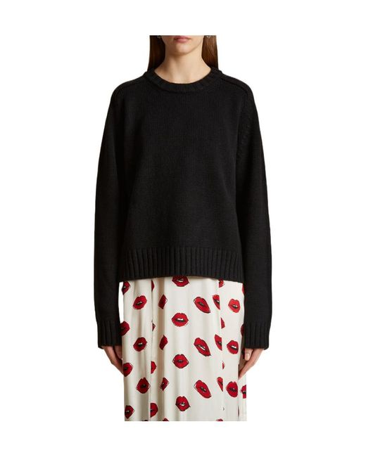 Khaite Black Long-Sleeved Crewneck Jumper