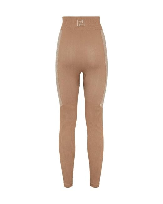 Fendi Natural Logo Detailed High-Waisted Leggings
