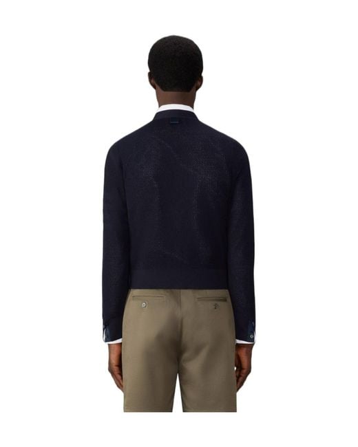 Thom Browne Blue Waffle-Knit Wool Cardigan for men