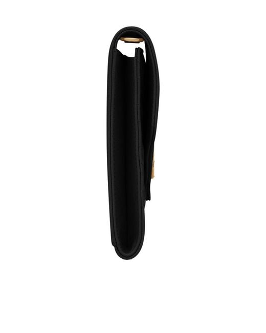 Saint Laurent Black Logo Plaque Envelope Clutch Bag